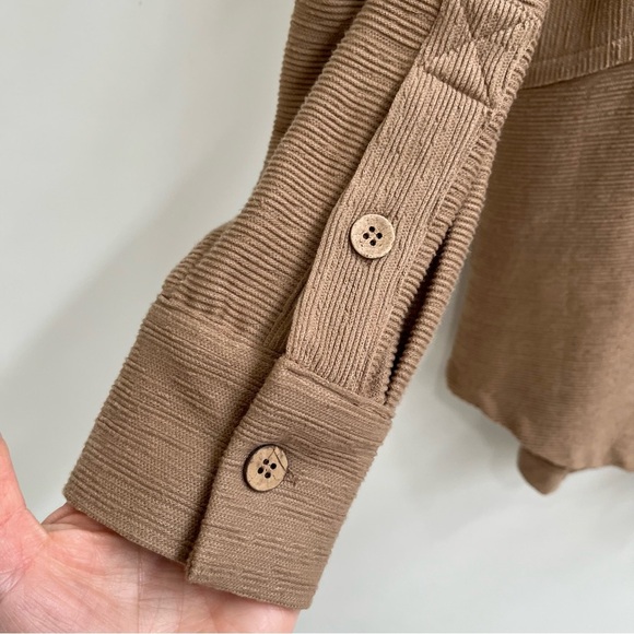 Soft Surroundings Brenna Tunic Top Button Up Taupe Relaxed Lagenlook Medium - Picture 6 of 8